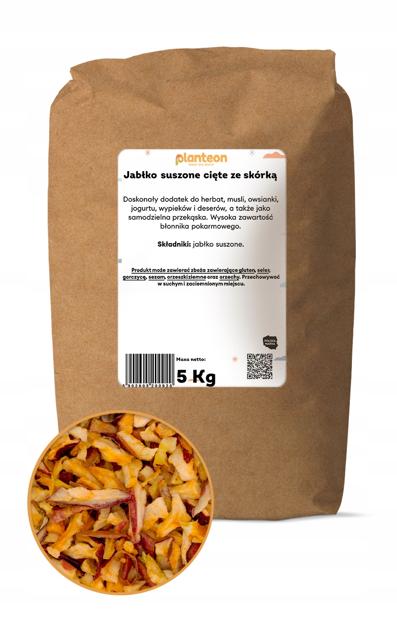 Levně Sušená jablka nakrájené na slupku 5 kg, přírodní kvalita pokrmu omáčka, náplň dezertů