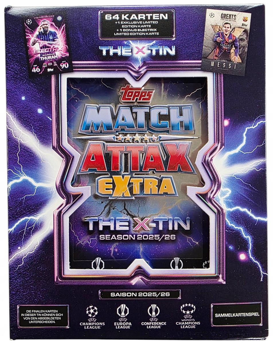 Oryginał Topps UEFA Champions League 2025/26 PUSZKA X-TIN RZADKIE KARTY