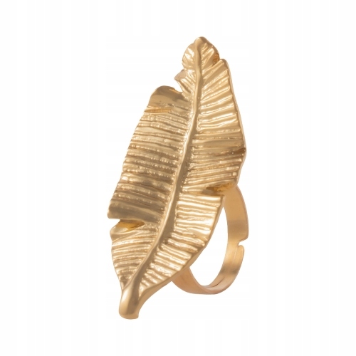Colibra Pozłacany Pierścionek regulowany w kształcie liścia Liść Listek