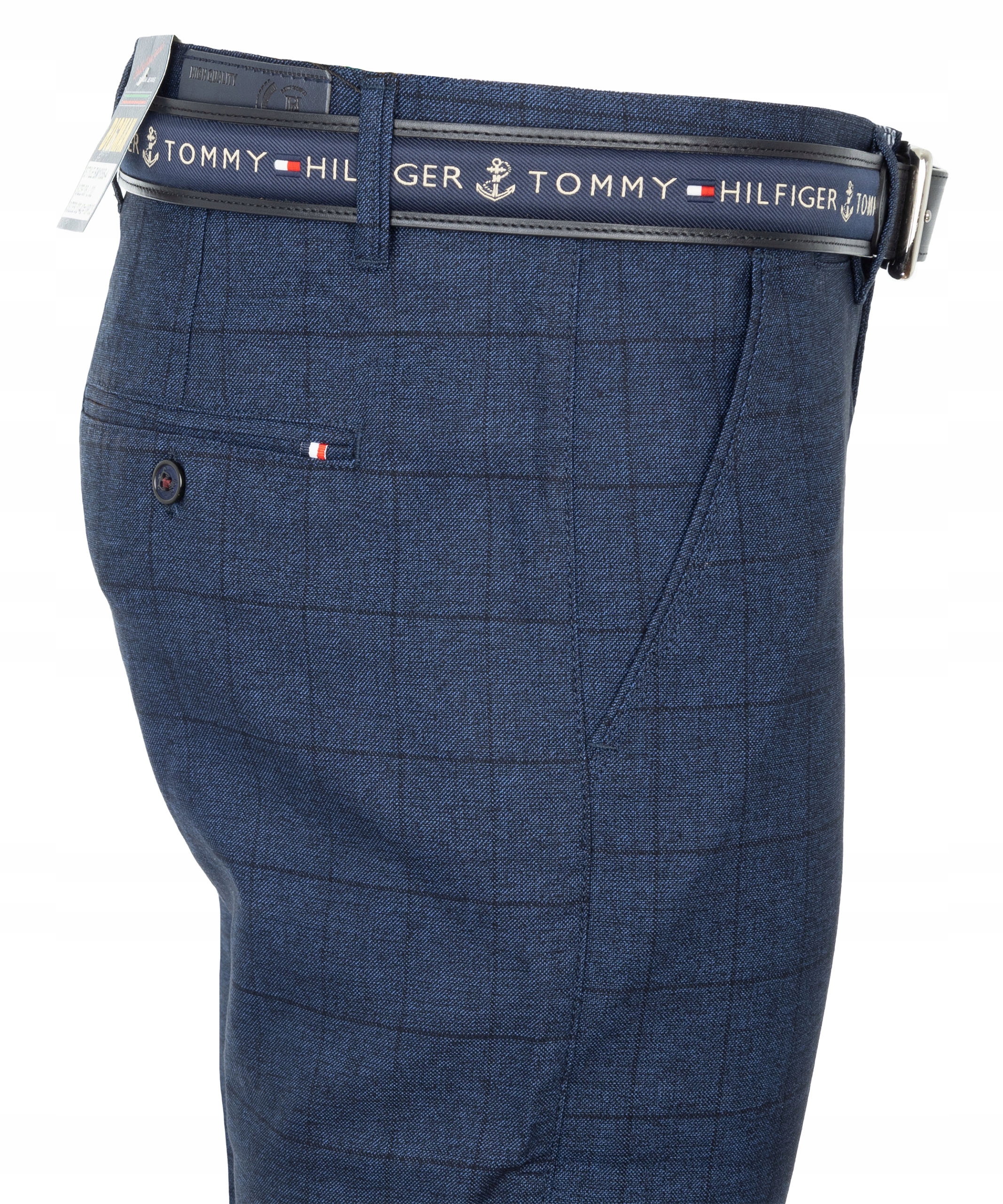 SPODNIE MATERIAŁOWE NIEBIESKIE W KRATĘ W41 108cm Rozmiar 41