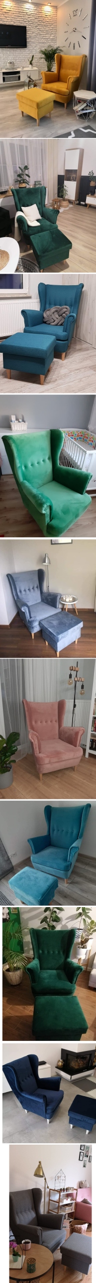 Fotel USZAK z podnóżkiem WELUR PLAMOODPORNY Kolor obicia wielokolorowy