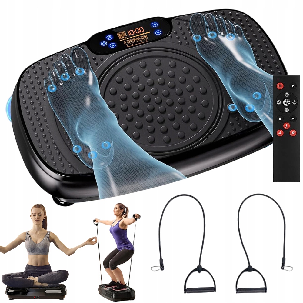 Vibrační Plošina 120 Úrovní 5 Režimů Odporové Pásy Dálkové Ovládání Led Fitness