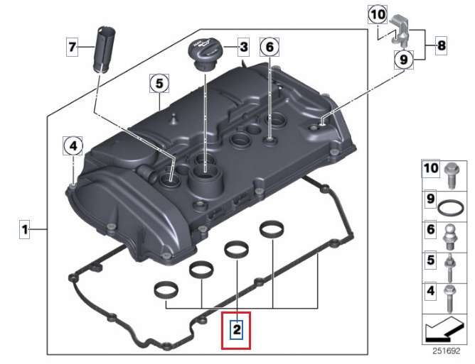 OE BMW F20 F30 F35 N13 USZCZELKA POKRYWY ZAWORÓW Numer katalogowy części 11127582400
