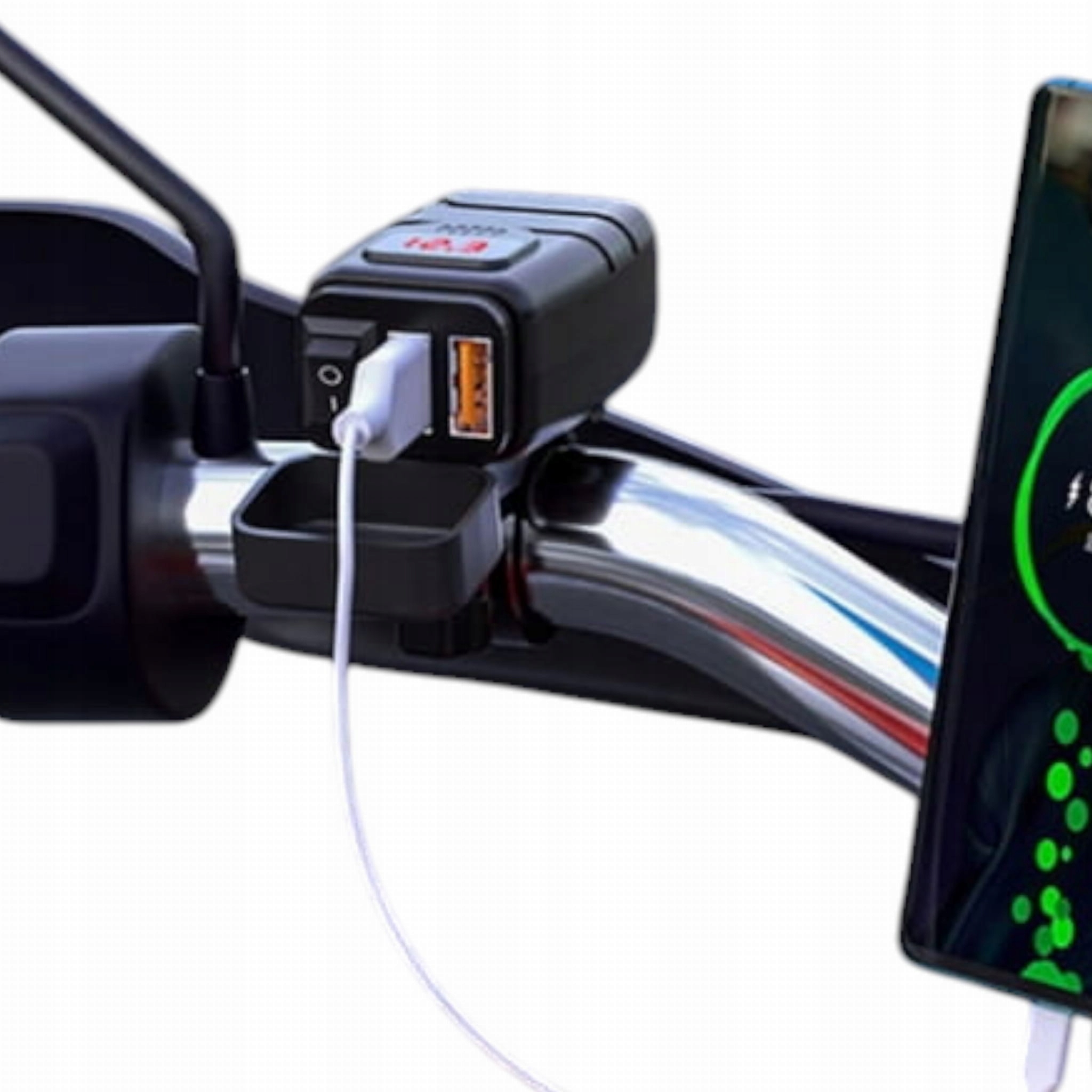 Motocyklová nabíječka Napájecí adaptér Usb-c QC3.0 Voltmetr
