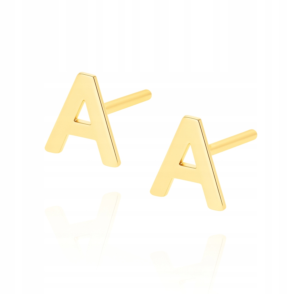 Zlaté náušnice písmenko písmeno A na puzetku Au 585