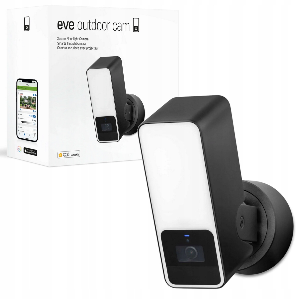 Eve Outdoor Cam Kamera zewnętrzna, czujnik ruchu IP55 iOS HomeKit 157°