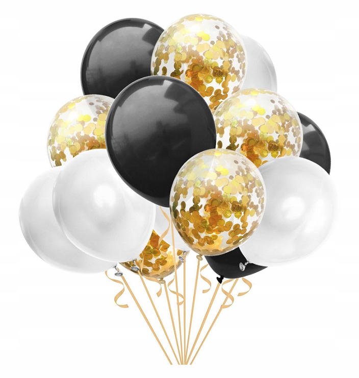 

Balony z konfetti czarne złote urodziny panieński