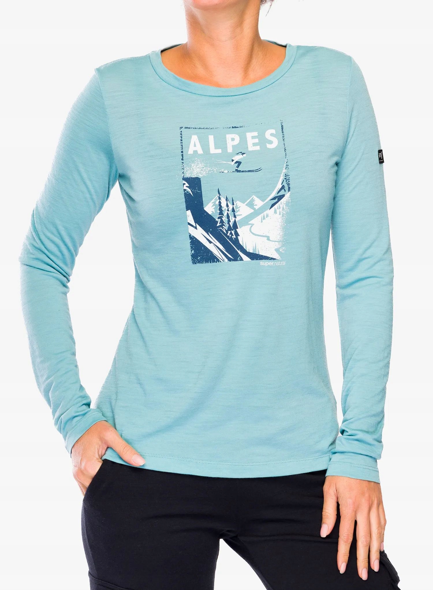 Mikina bez kapuce Super.natural Alpes Ls cameo blue/ocean blue L