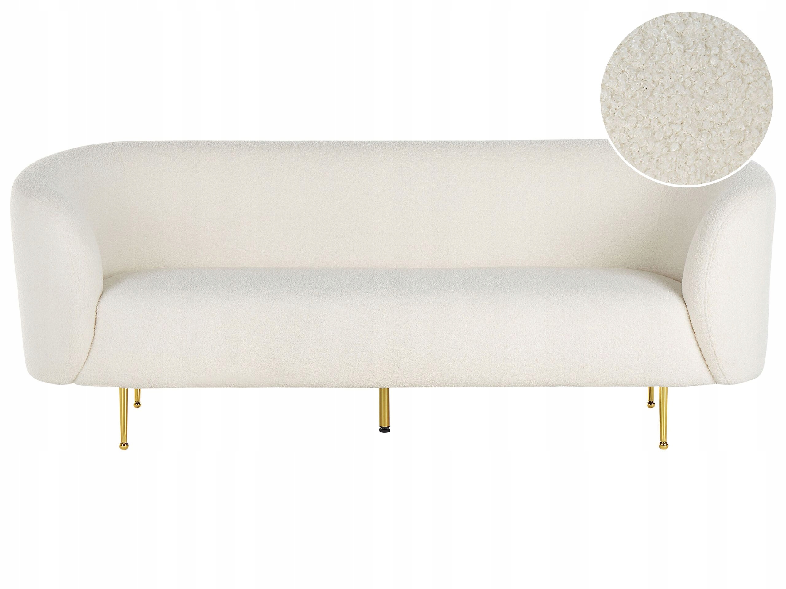 Sofa trzyosobowa boucle baranek biała