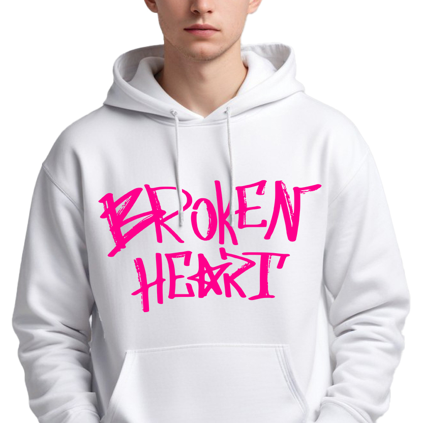 Mikina S Kapucí Broken Heart, bílá bavlna, streetwear, Dárek Vel M