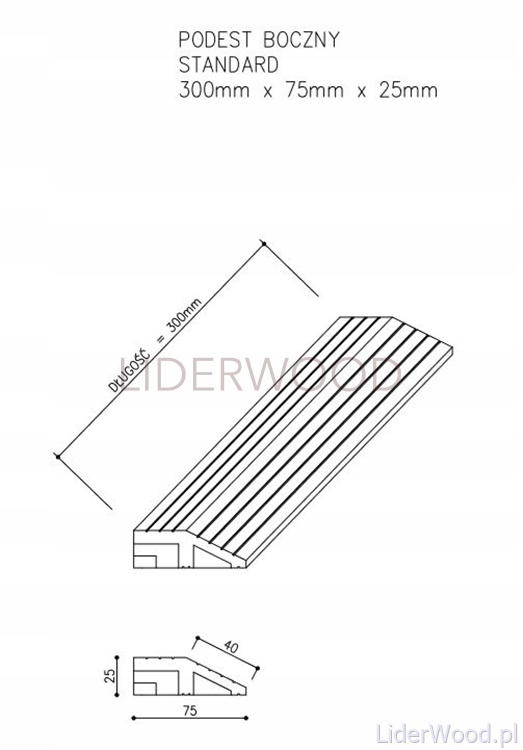Podest Tarasowy Kompozytowy Boczny Standard Jasny Szary Szerokość 0.075 m