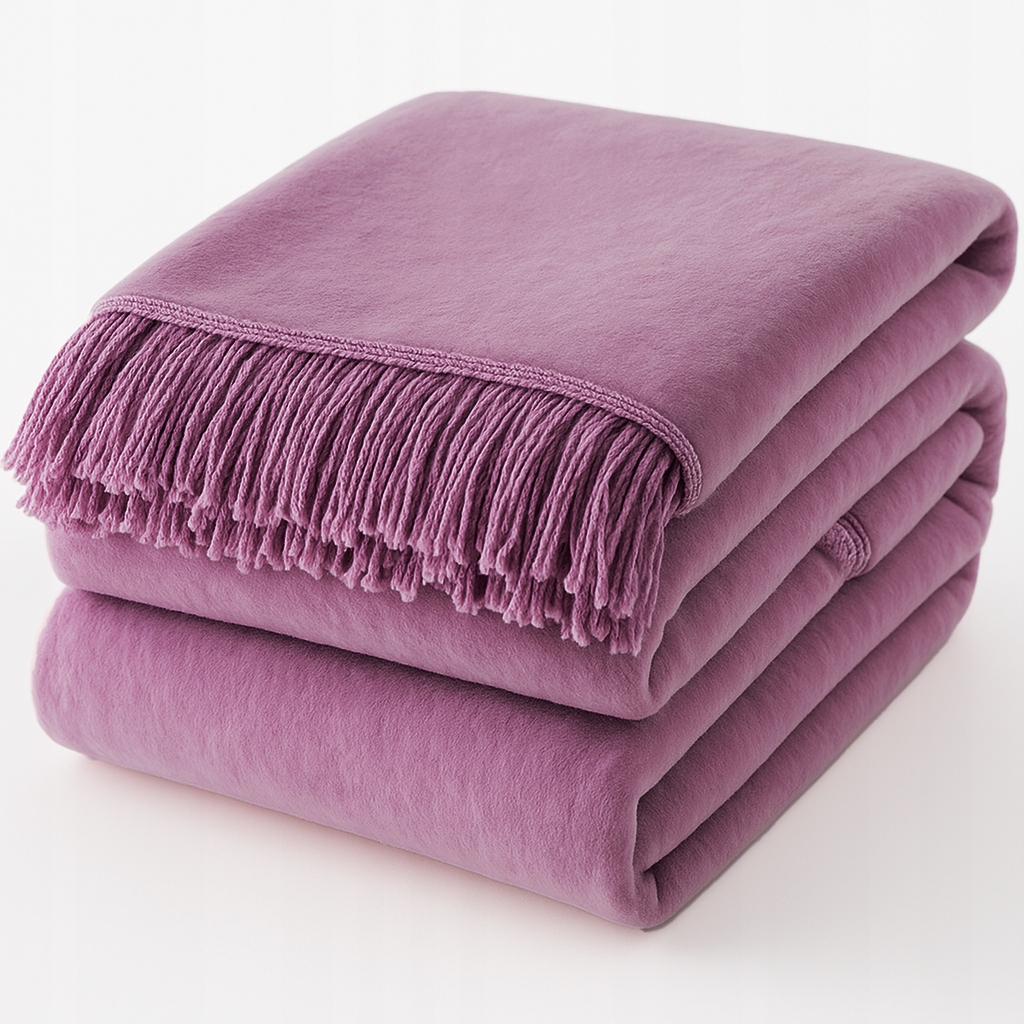 Deka Přehoz Moca Design 150x200 Bavlna Akryl Třásně Pled Lila Růžová