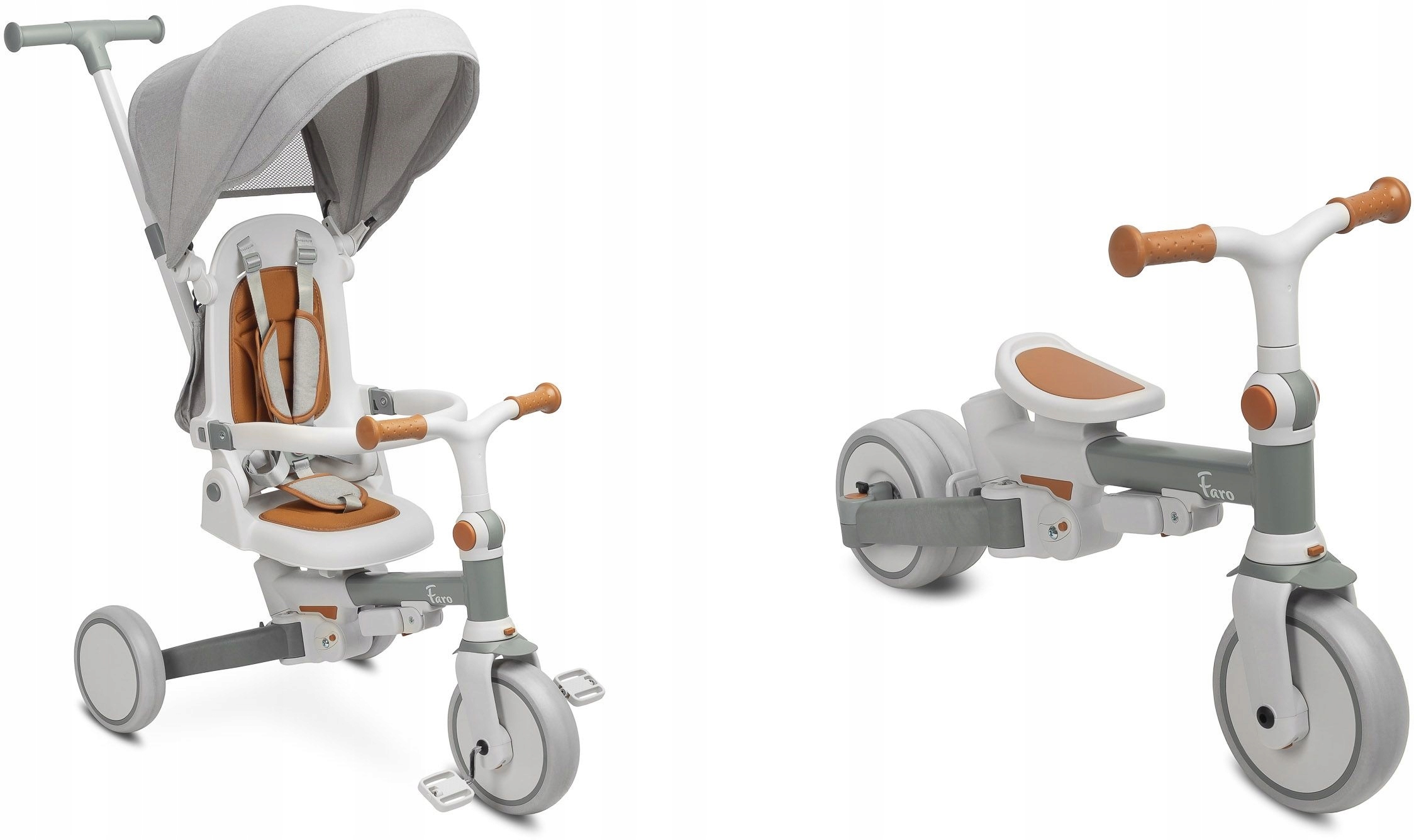 Rowerek Trójkołowy Biegowy 2W1 Prowadnik Budka Rośnie Toyz Faro Kompaktowy