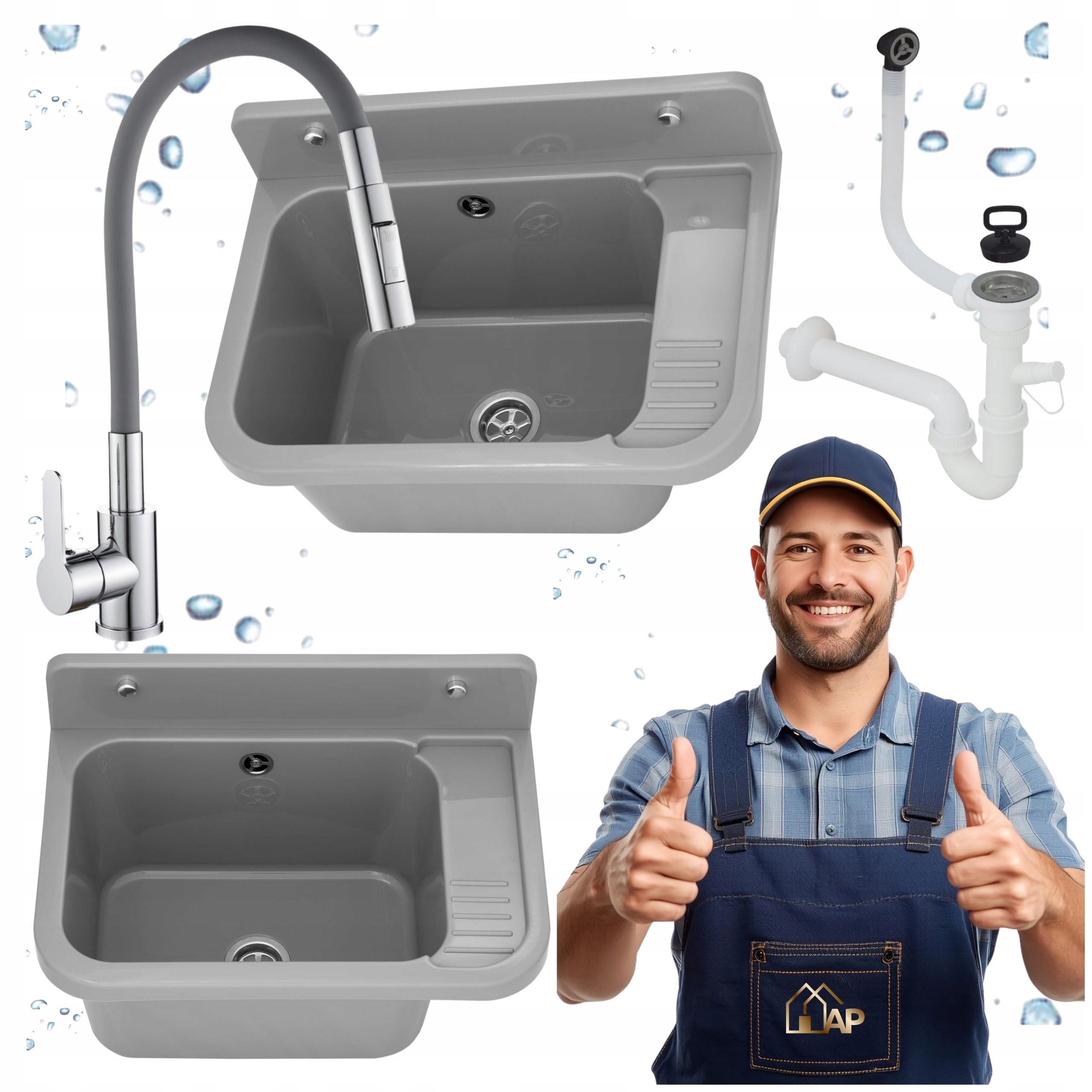 Ekonomický dřez Dřez Komora Šedá Baterie 2-funkční