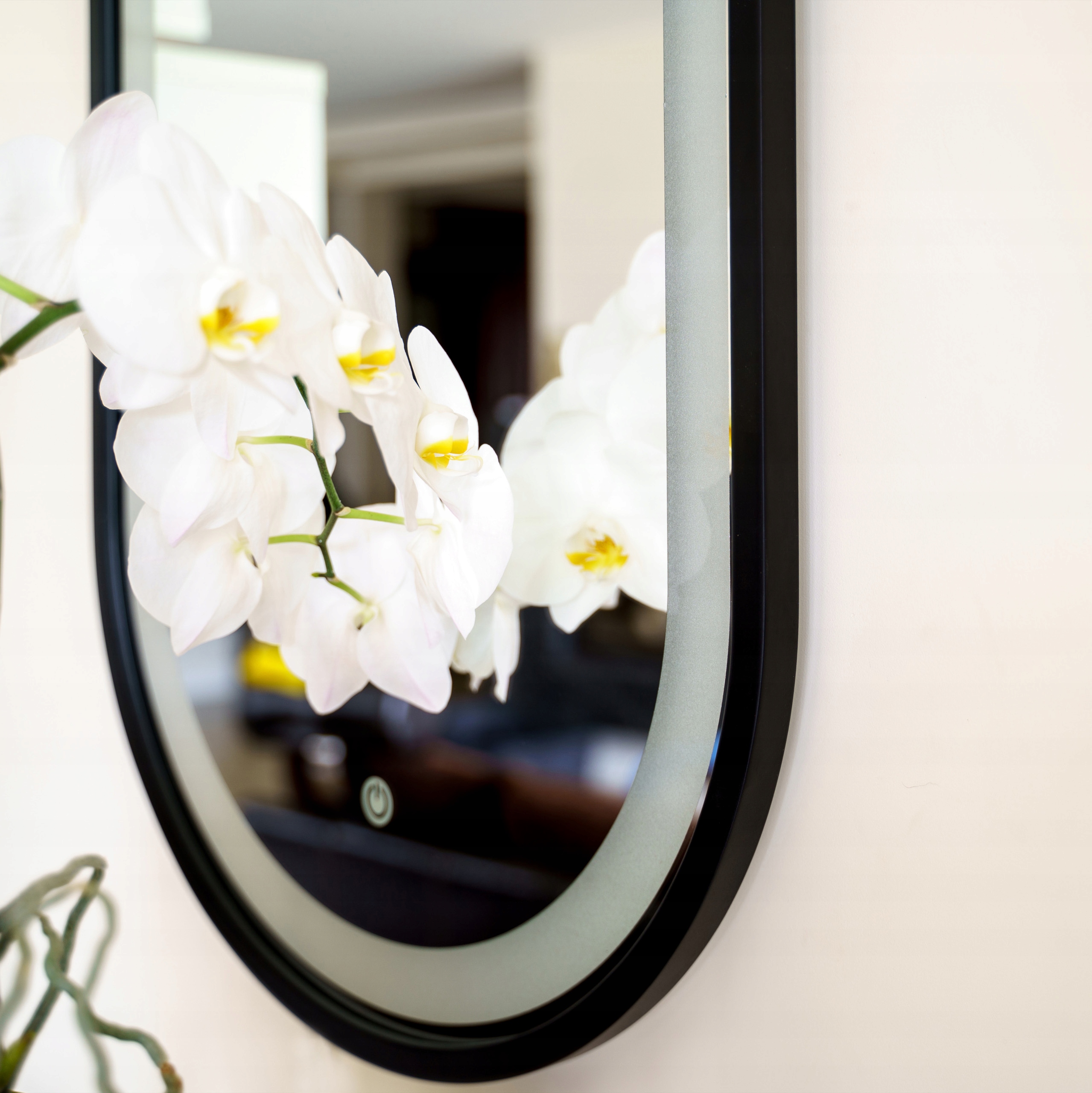 LUSTRO OWALNE PODŚWIETLANE LED CZARNE 55x120 CM Z WŁĄCZNIKIEM Typ lustra ścienne