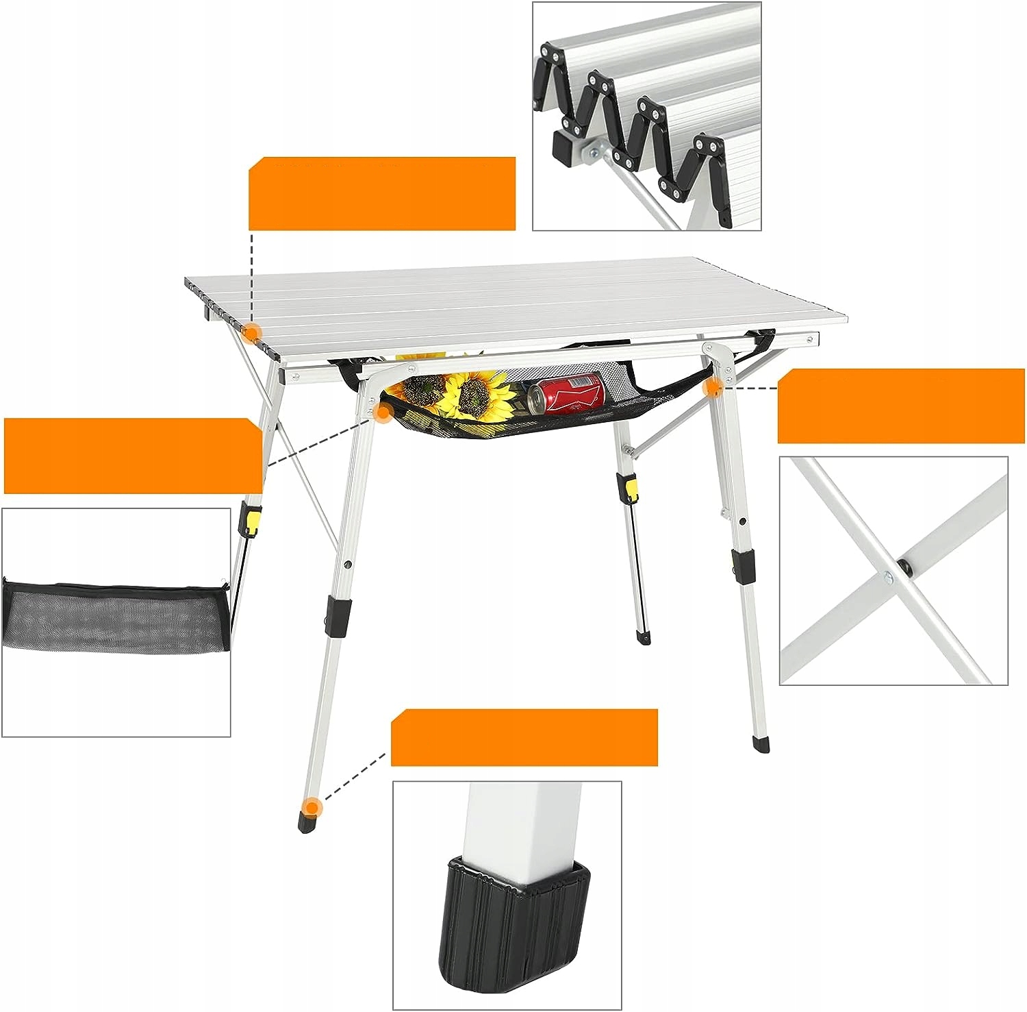 STOLIK STÓŁ KEMPINGOWY TURYSTYCZNY PRZENOŚNY ALUMINIOWY SKŁADANY 90×53 cm Szerokość produktu 53 cm