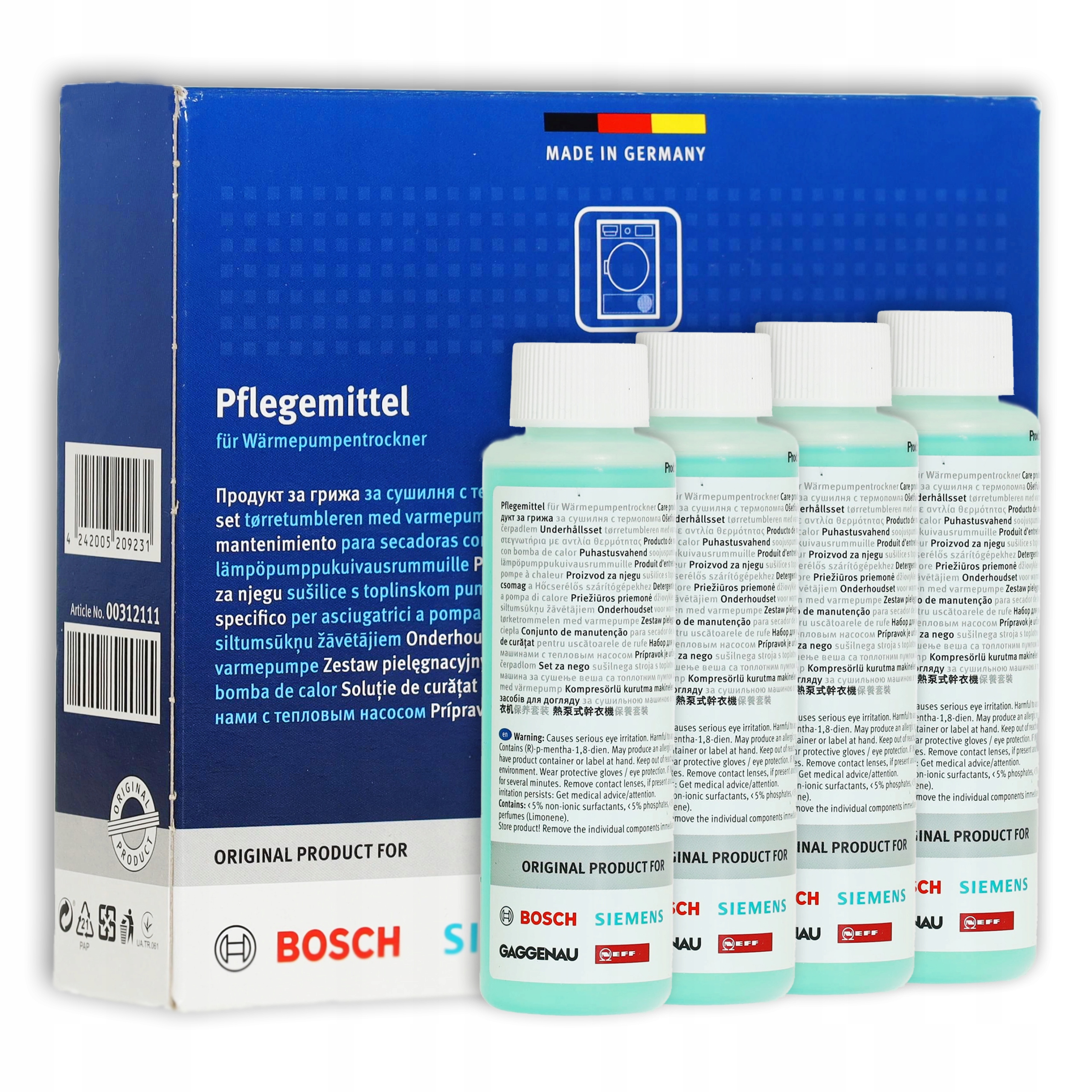 Levně Prostředek na údržbu sušiček Bosch 312111 4 ks