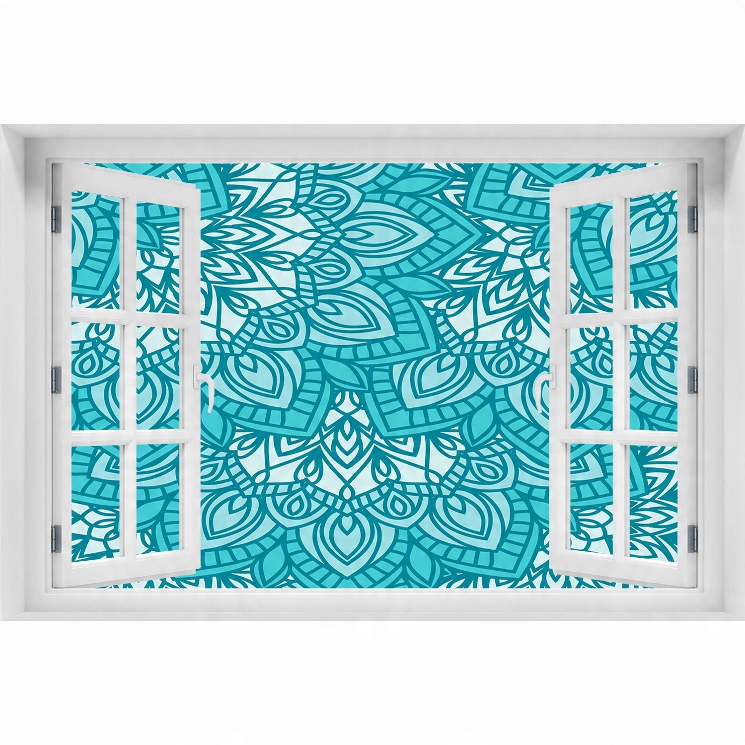 

Okleina 3D Okno Naklejka na ścianę Ornamenty