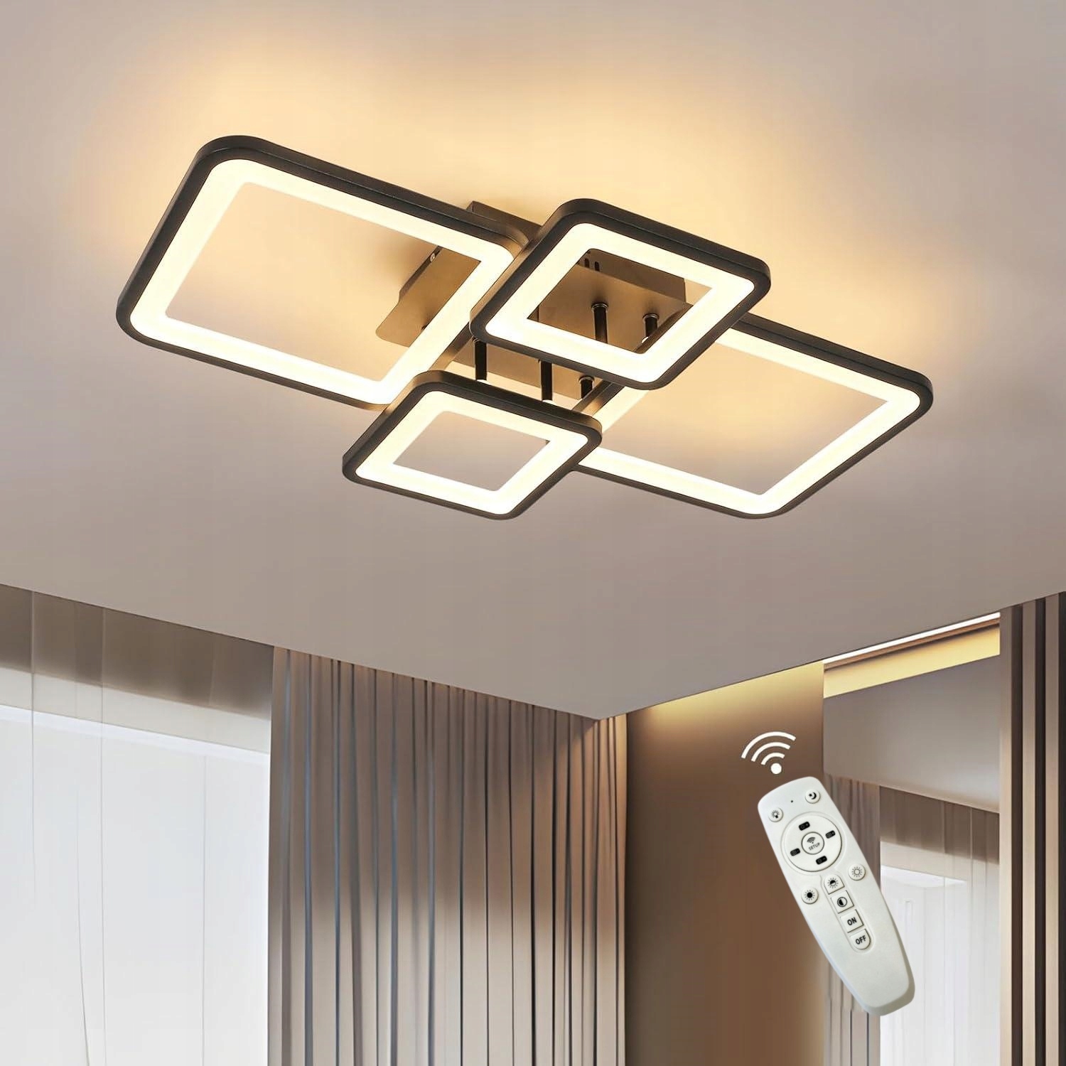 Lampa Závesná Led Čierna Luster Stropné Svietidlo Moderná S Pilotom App