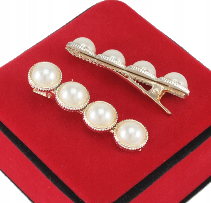 SPINKA KLAMRA DO WŁOSÓW ZŁOTA METALOWA PEARL