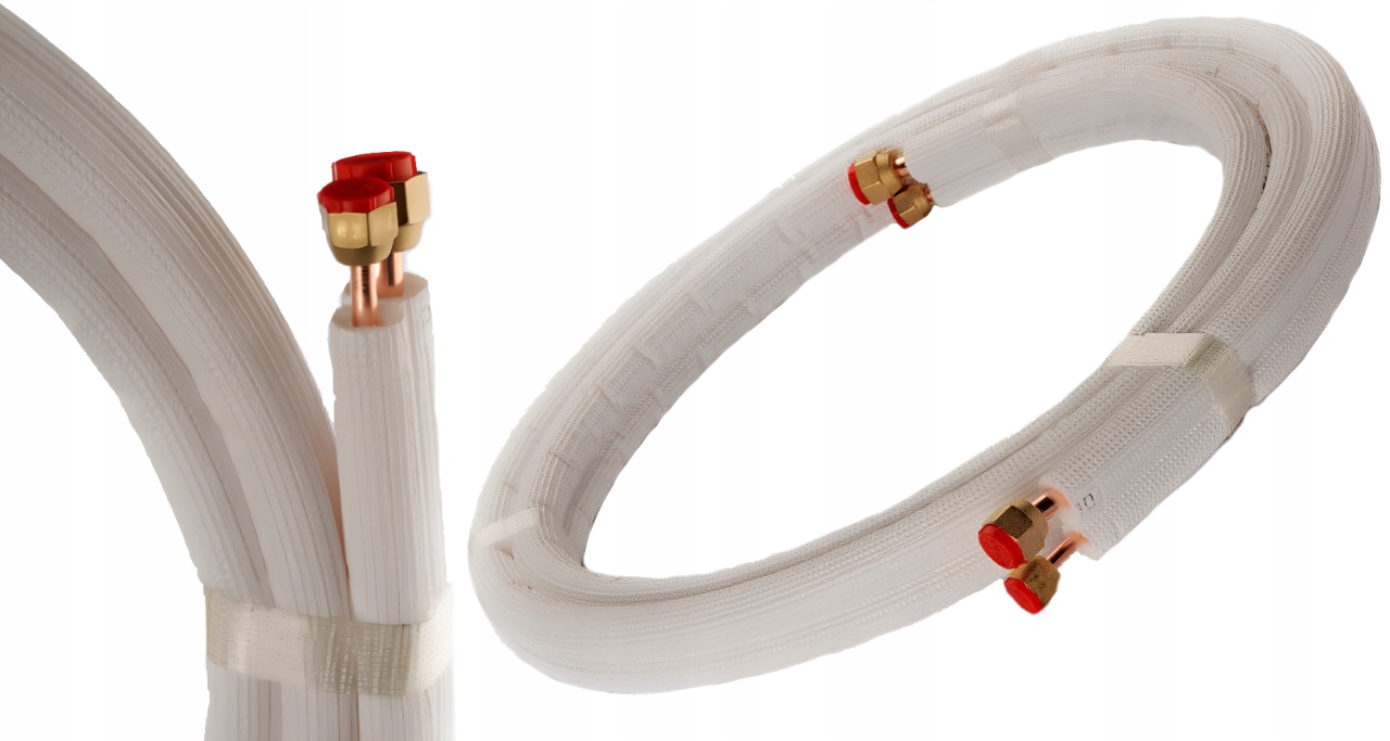 Medená rúrka pre klimatizáciu, sada 1/4+1/2 5 m s uzávermi Ebrille