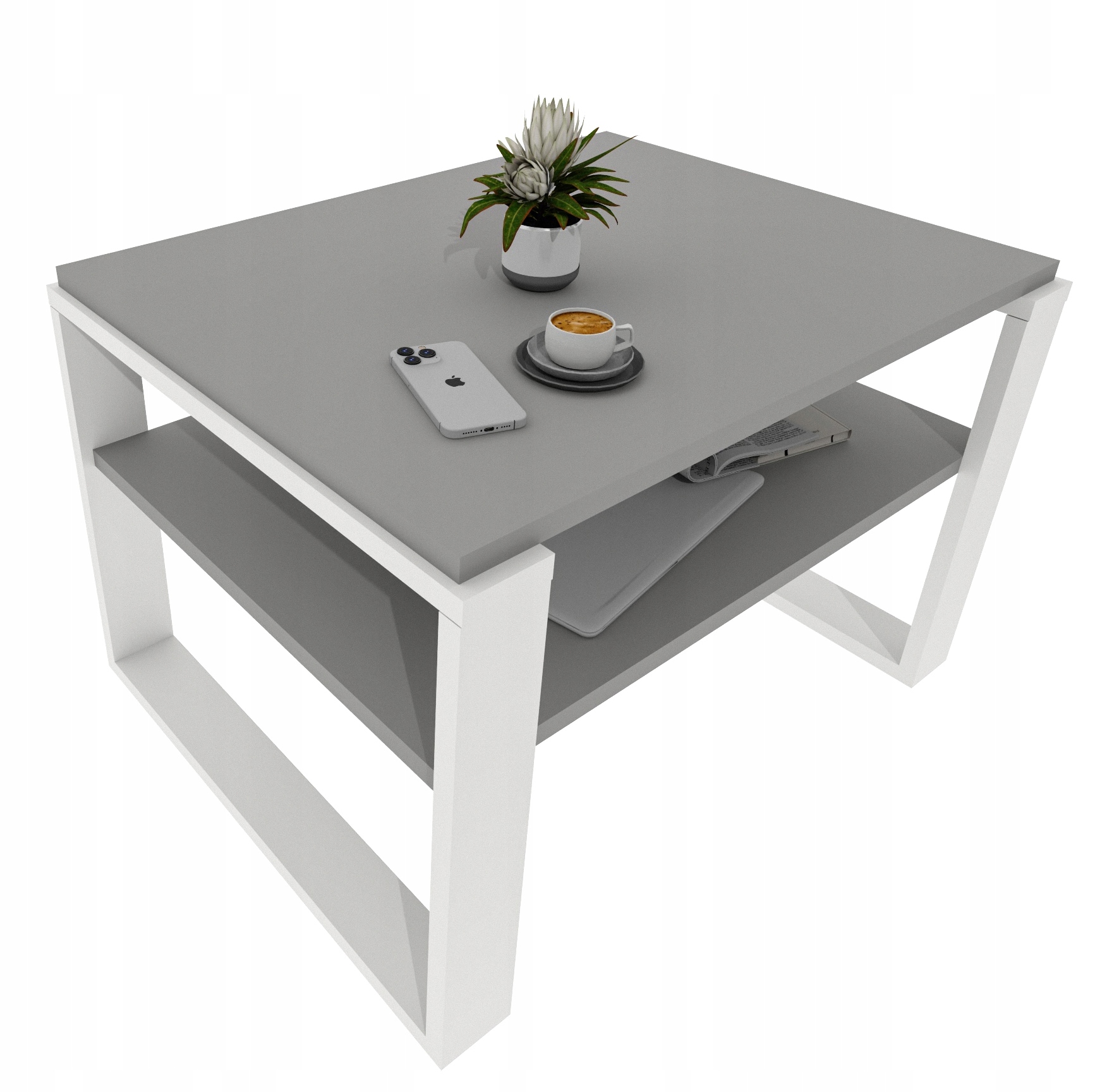 Kávový stolek lavice stůl retro loft obývací pokoj pracovna šedá bílá