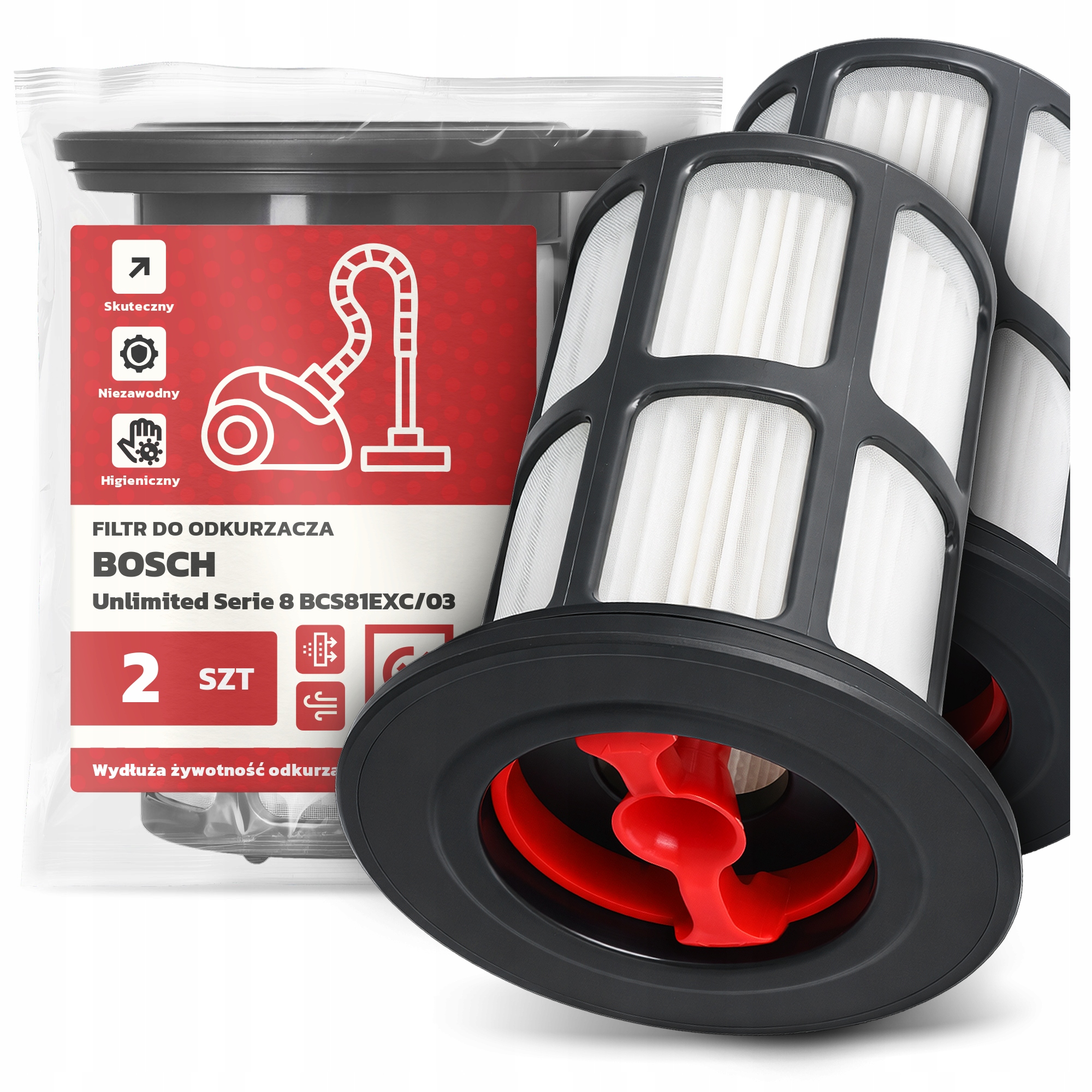 2x Filtr Pro Vysavač Bosch Unlimited Serie 8 BCS81EXC/03 Hepa Filtry Em-w