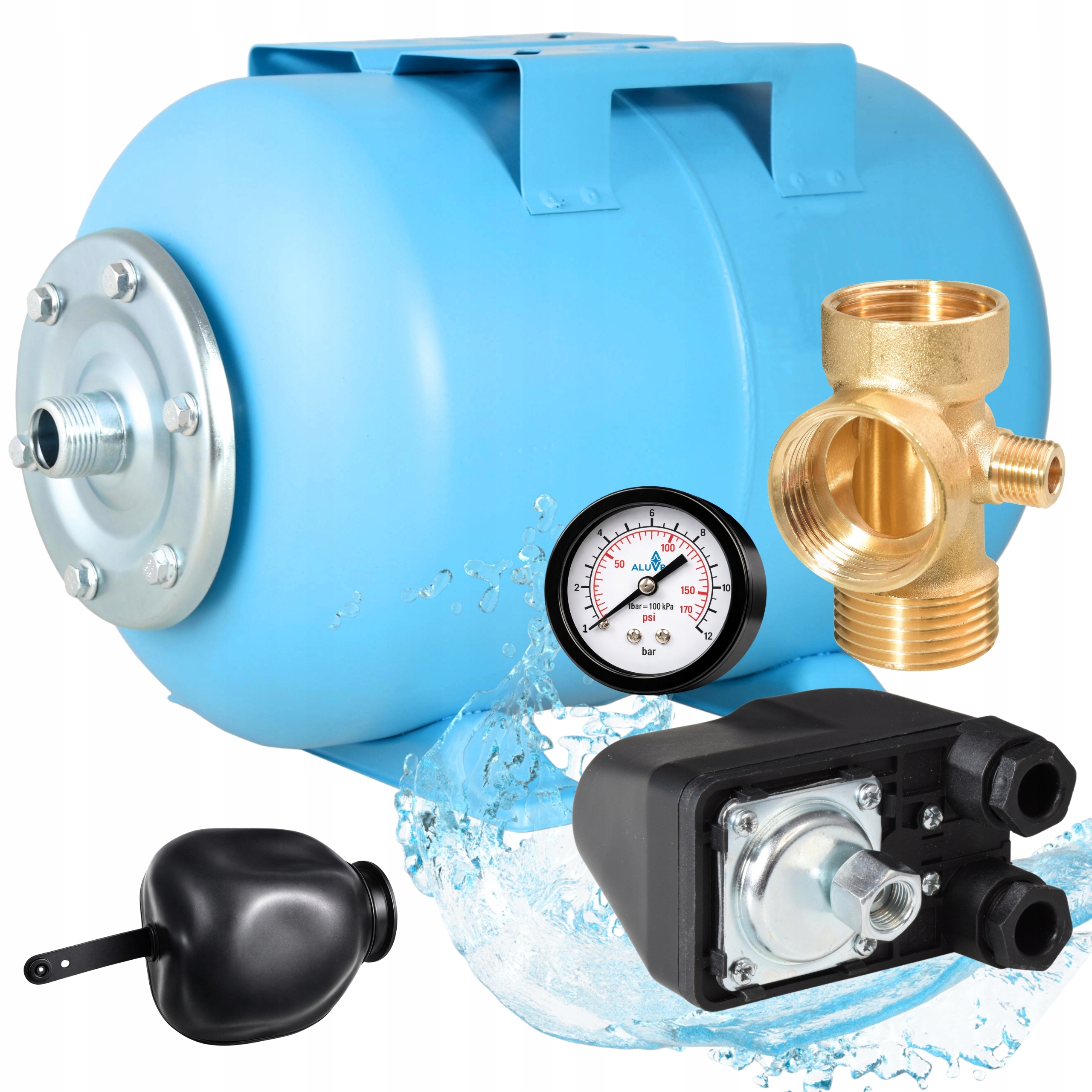 Kompletná Nádrž 50 L Príslušenstvo Manometer Tlakový Spínač Pre Hydrofor