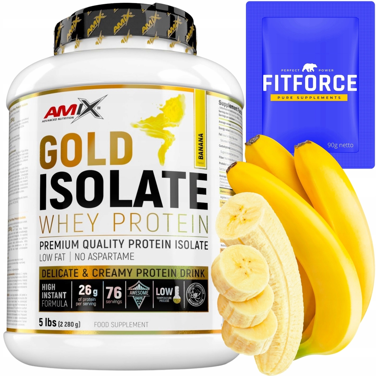 Banánový proteinový koktejl na hubnutí Izolát Amix Protein