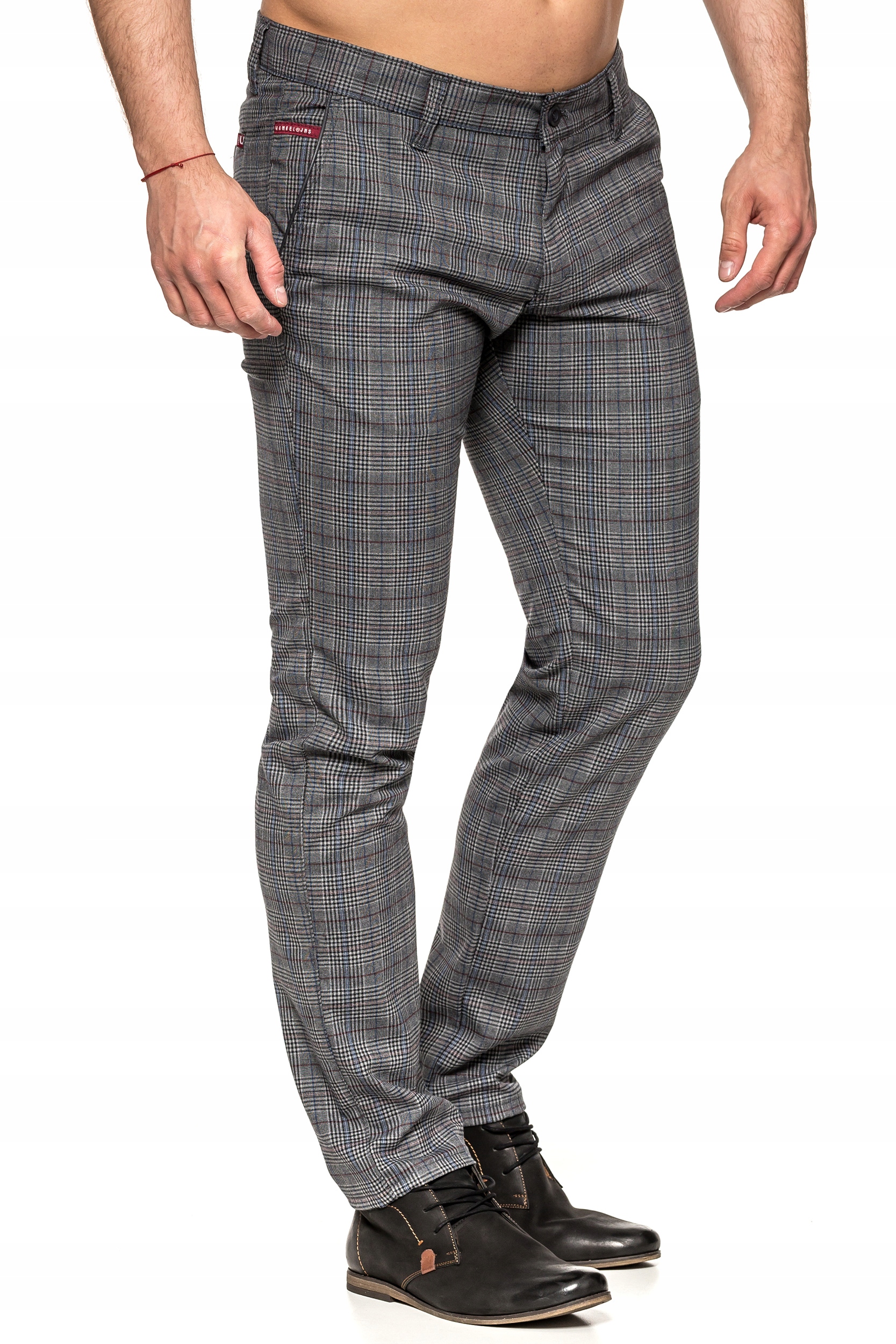 SPODNIE MĘSKIE W KRATĘ VANKEL JEANS 088 -102cm/L32 Model 088