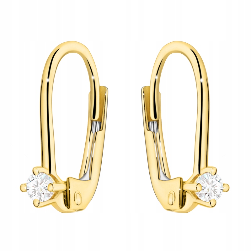 Zlaté Náušnice 585 Anglické s Brilianty 0,14 ct