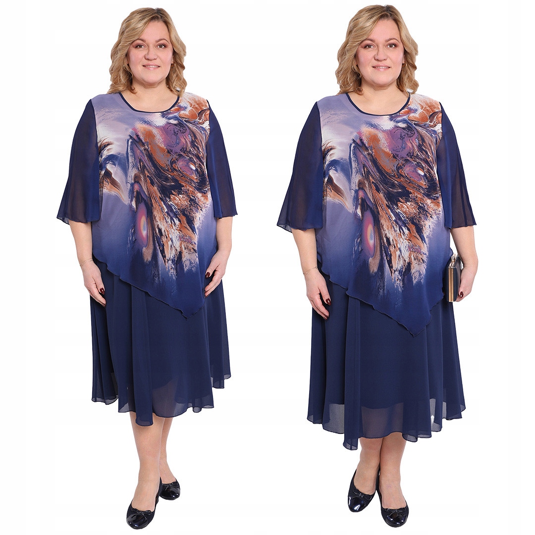 Tmavě modrá šaty s hnědým vzorem 60