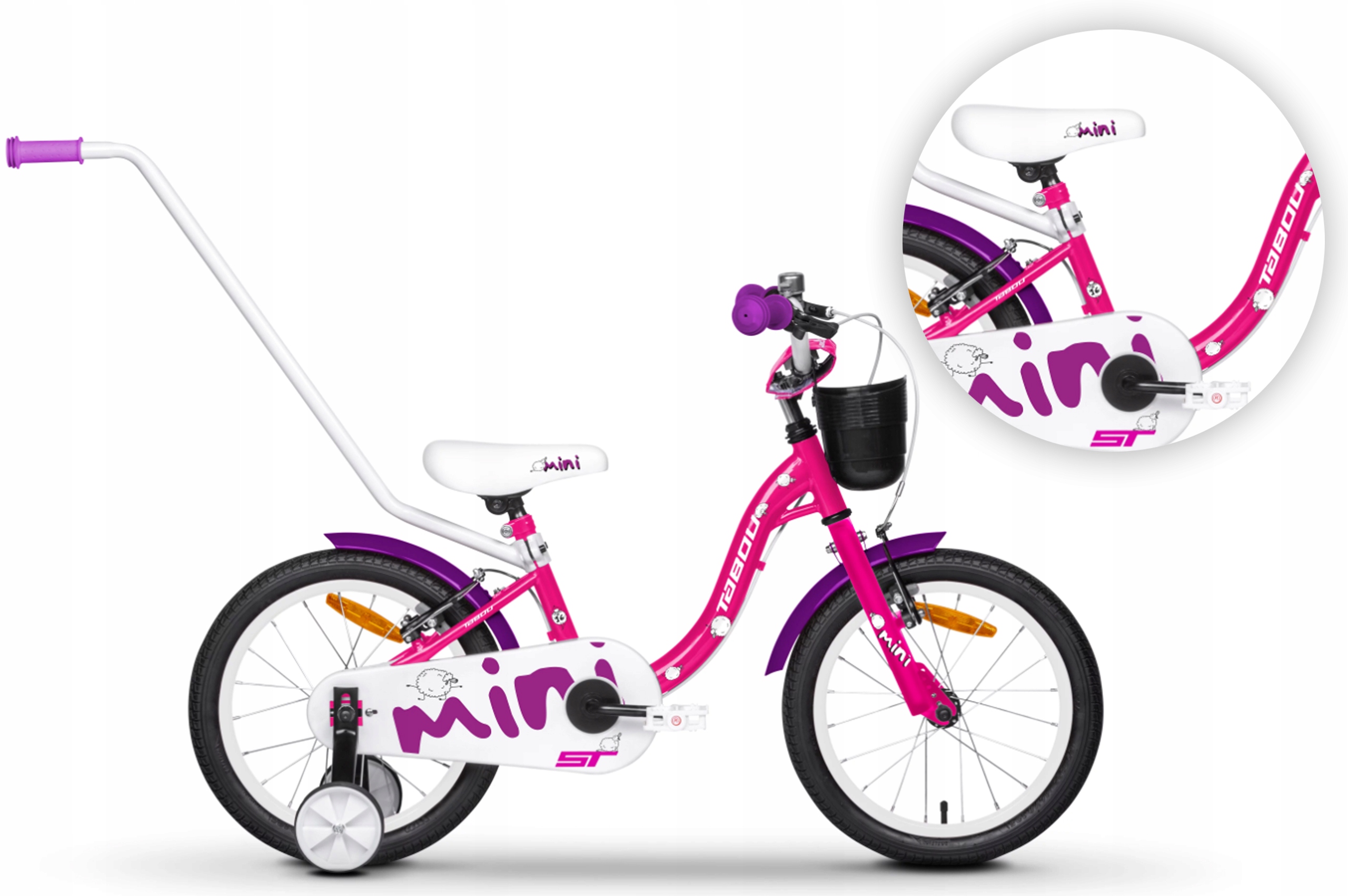 Rower dziecięcy 16" Tabou Mini St różowy biały R25