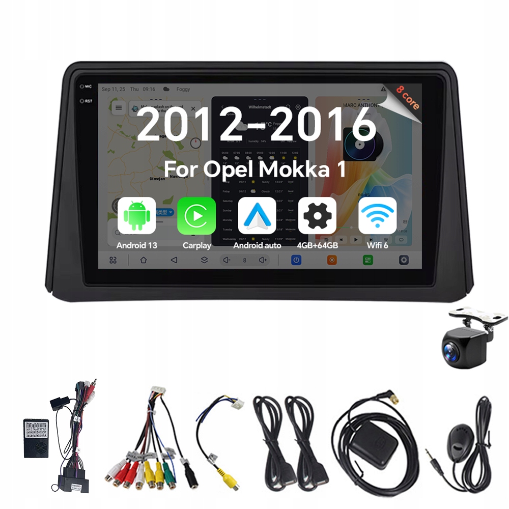 2Din Android 13 Autorádio Gps pro Opel Mokka 1 2012-2016 Carplay 4G 64G