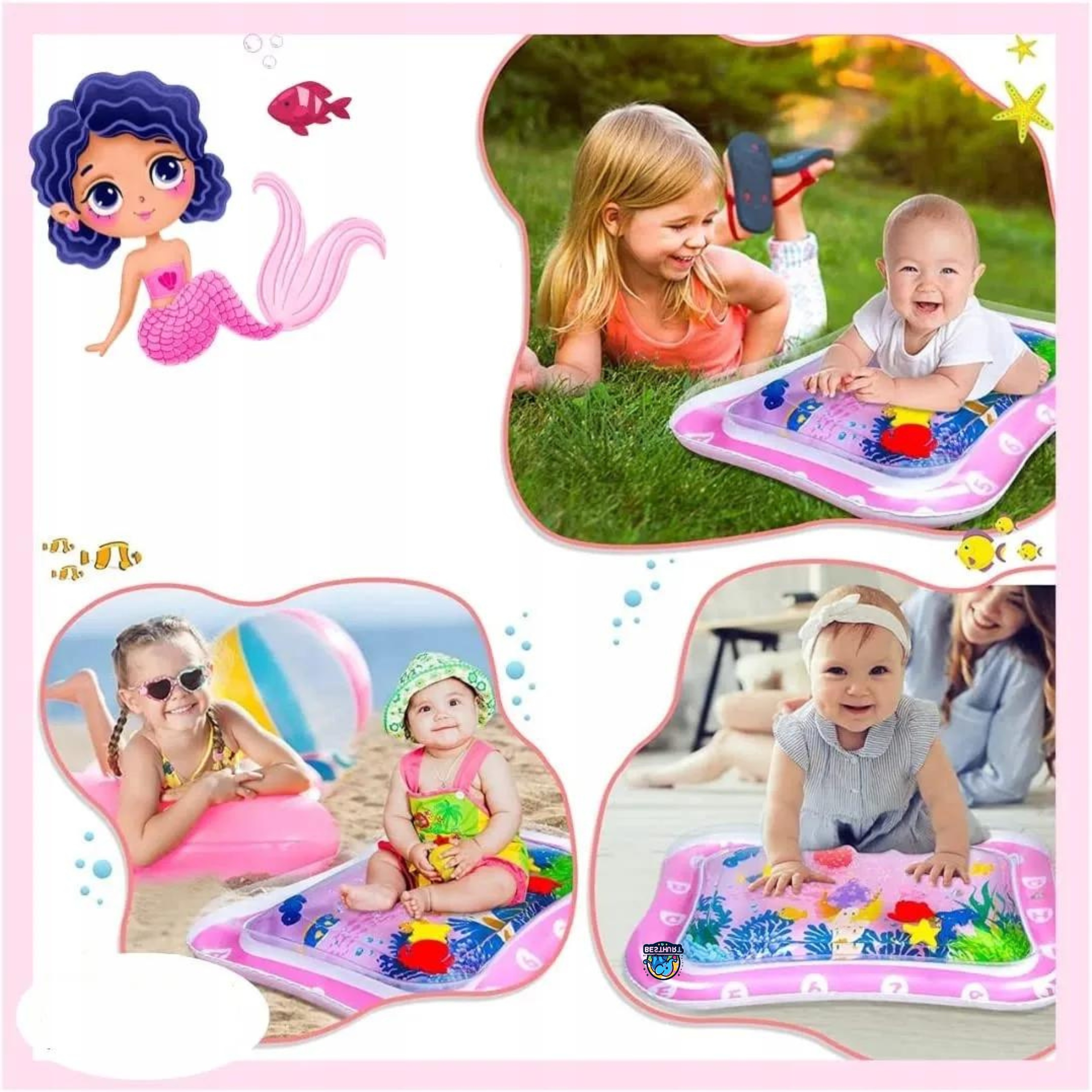 Dmuchana Mata Wodna Sensoryczna Dla Niemowląt 64cm - Rozwija Zmysły Marka BestHurt