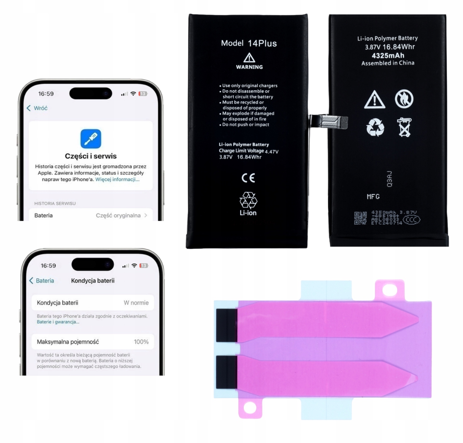 Baterie pro iPhone 14 Plus Bez Hlášení 4325 mAh Oem Kvalita Kondice 100%