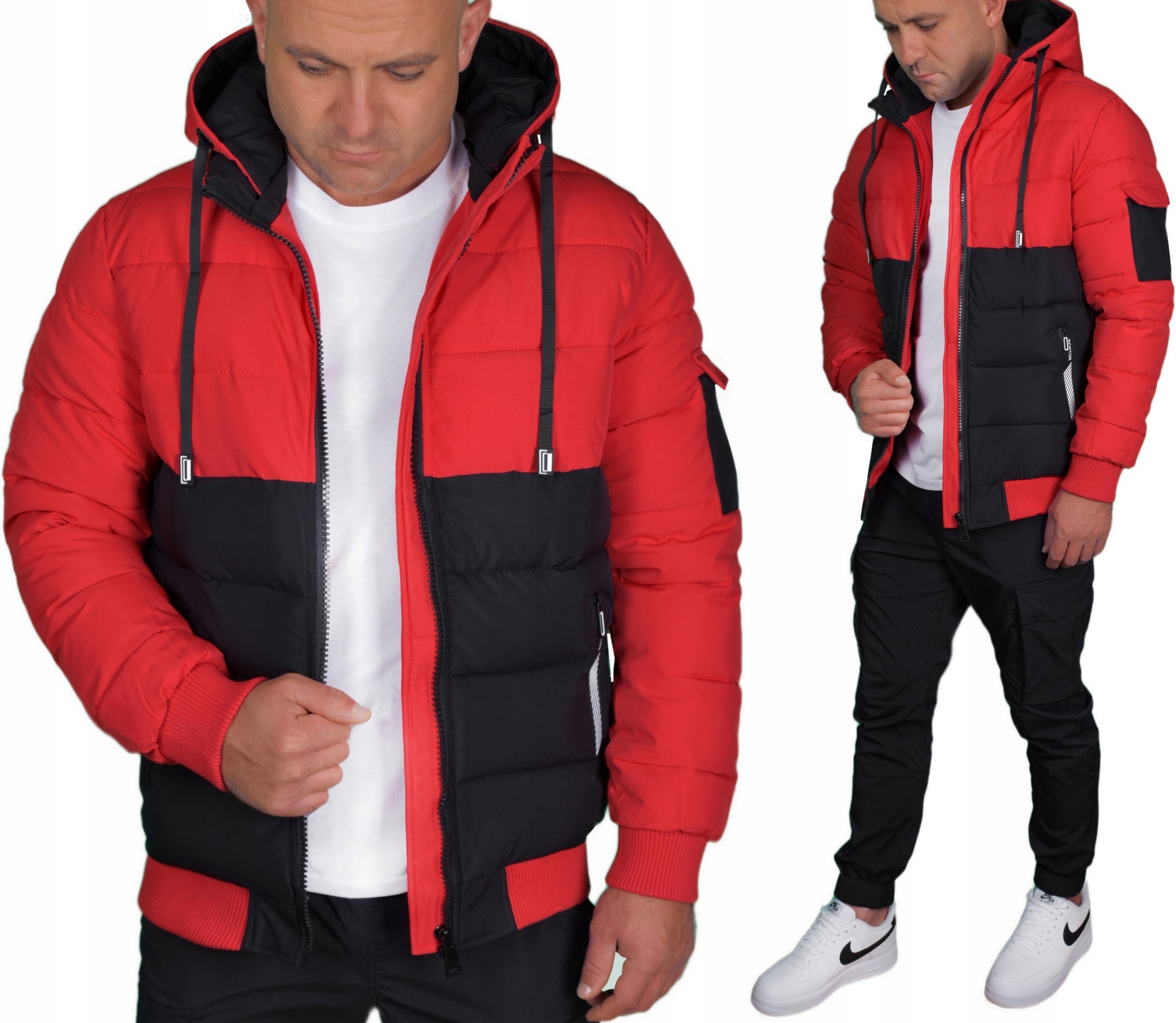 Pánská Prošívaná Péřová Zimní Bunda Bunda S Kapucí