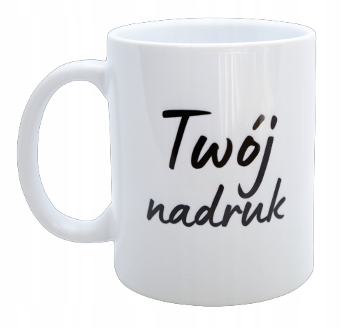 

Biały kubek ceramiczny z własnym nadrukiem