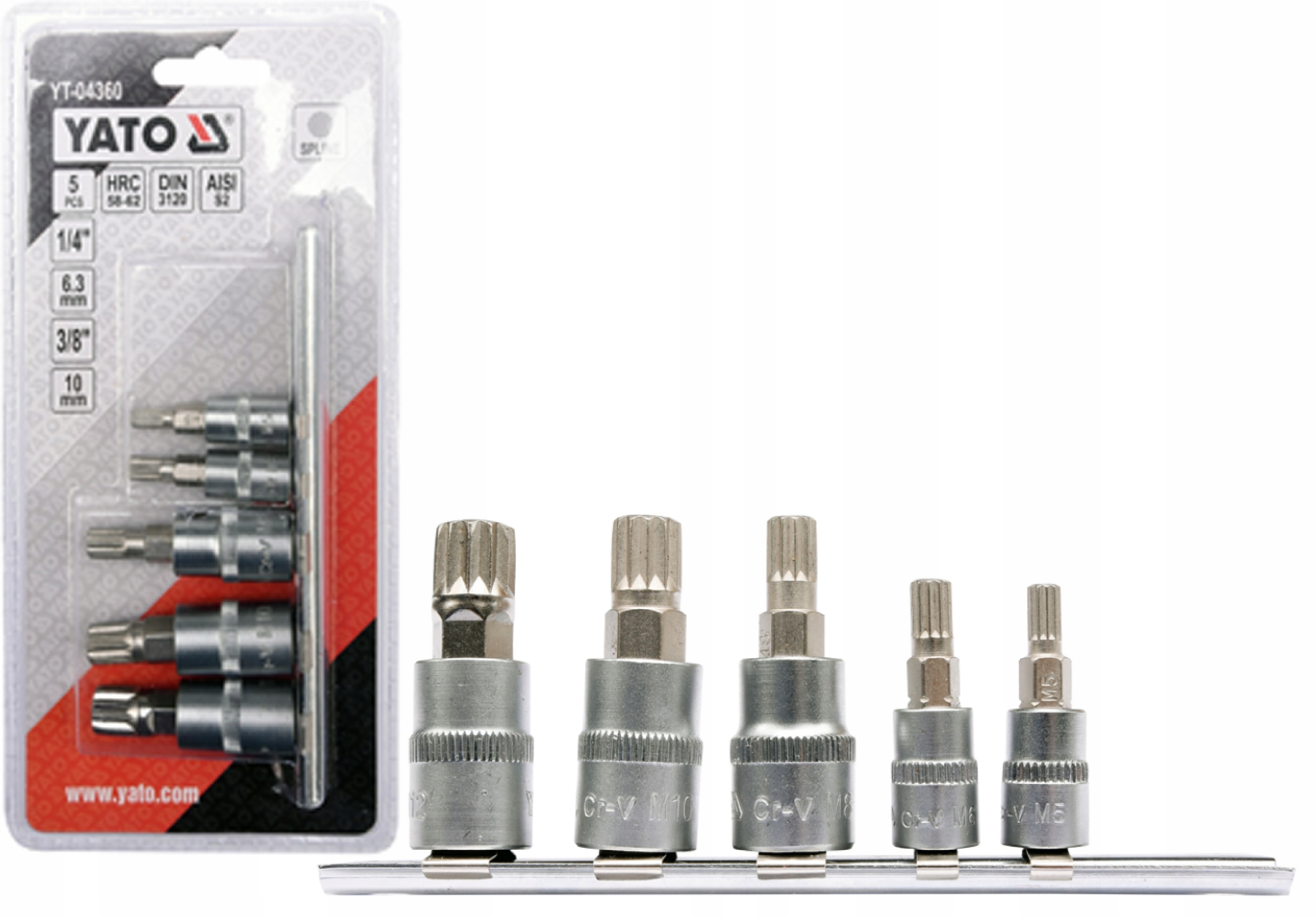 

Zestaw Nasadek Spline 1/4 3/8 M5-M12 Yato YT-04360