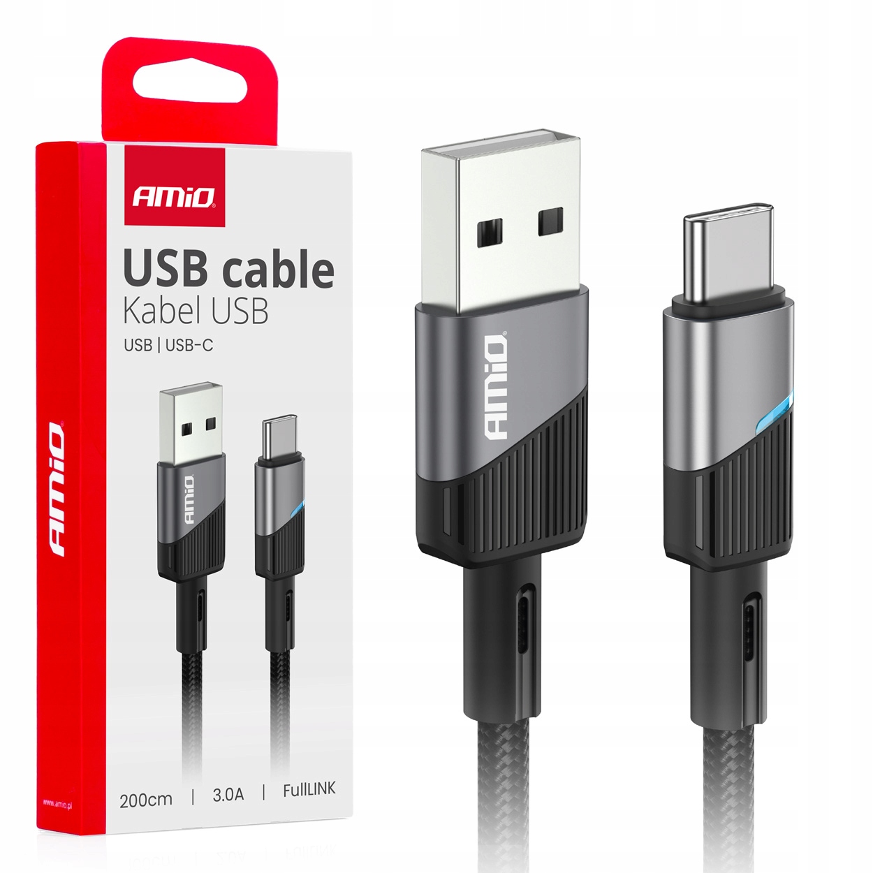 Nabíjecí kabel Usb-a Usb-c 3A 200 cm FullLINK AMIO-03924