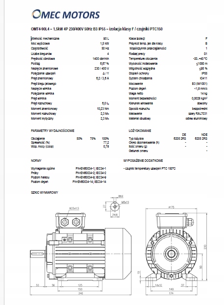 Silnik elektryczny 3-fazowy 1,5 kW 1500 B3 Rodzaj silnika elektryczny