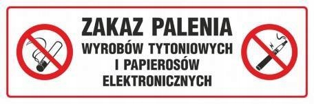 Znak ZAKAZ PALENIA - 10 x 30 cm