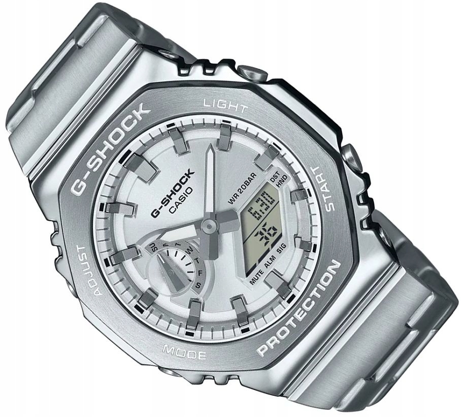 Pánské Hodinky Casio G-shock GM-2110D-7AER G-steel Octagon Módní Stříbrný Box
