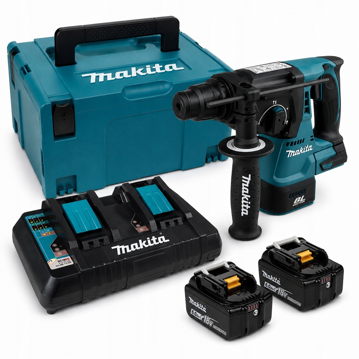 Zestaw Młot Udarowy 18V Sds+ 2,0J DHR242Z Akumulatory Lxt 2x6,0Ah Makita