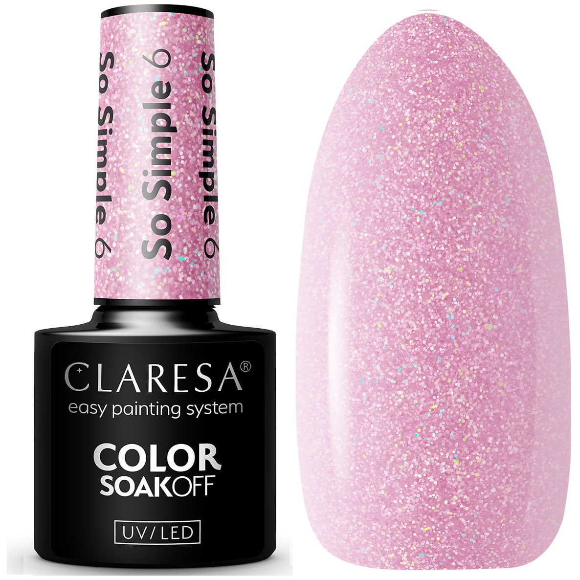 Claresa Lakier Hybrydowy do paznokci SO SIMPLE 6 różowy z drobinką