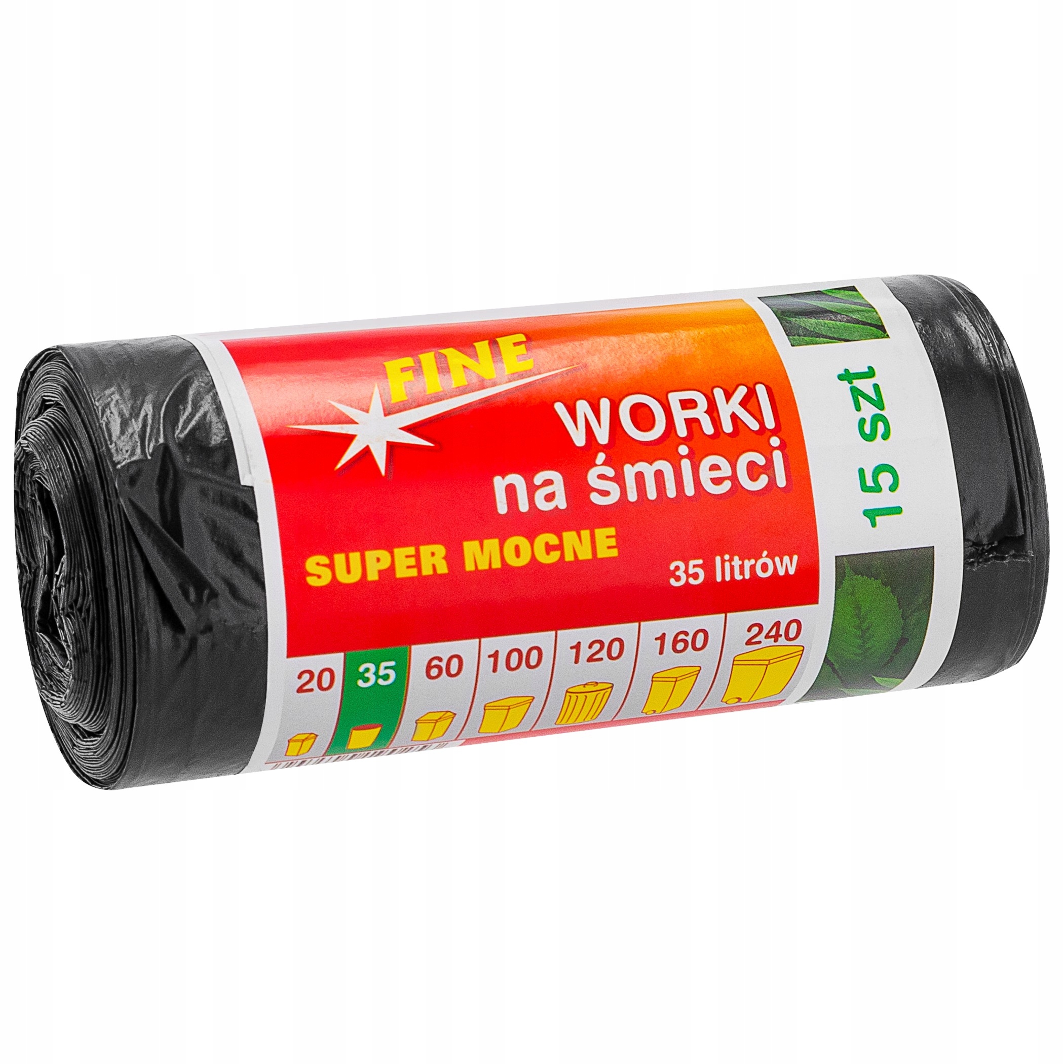 

Worki na Śmieci 35L Mocne Czarne 15 Szt Fine Ldpe