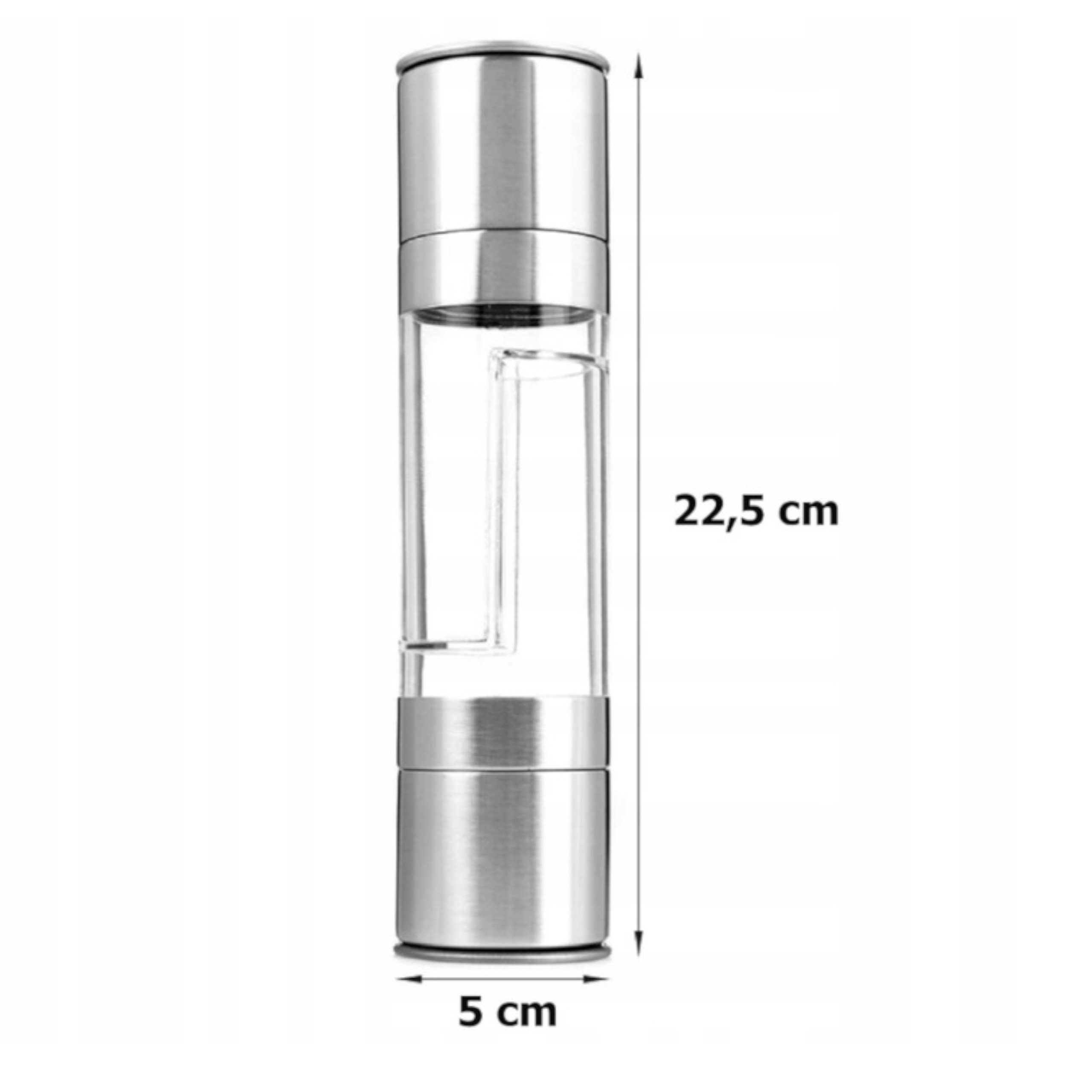 MŁYNEK RĘCZNY PODWÓJNY 2w1 DO PIEPRZU I SOLI STAL NIERDZEWNA DWIE GŁOWICE Marka bez marki