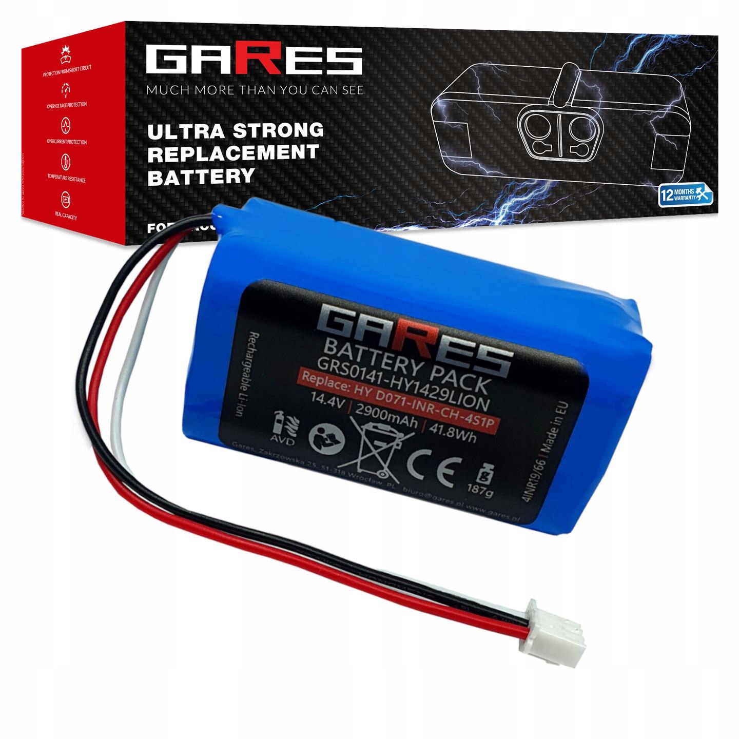 Akumulátor Gares pro Midea M4 V-tac Vt Panda X7 14,4V 2,9Ah