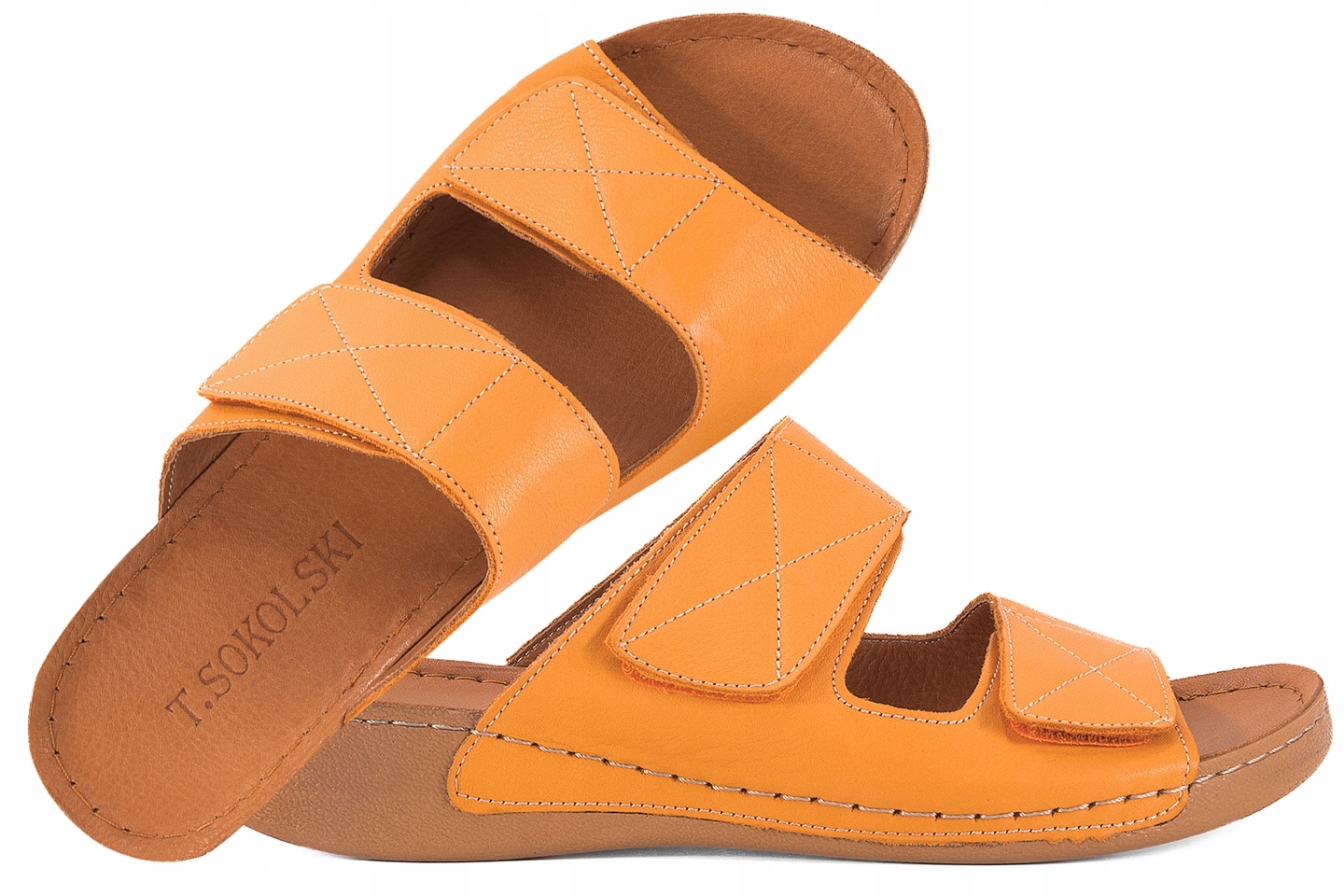 T.sokolski Met 350-3738 Nazouváky Kožené Koturn Suchý Zip oranžová 39