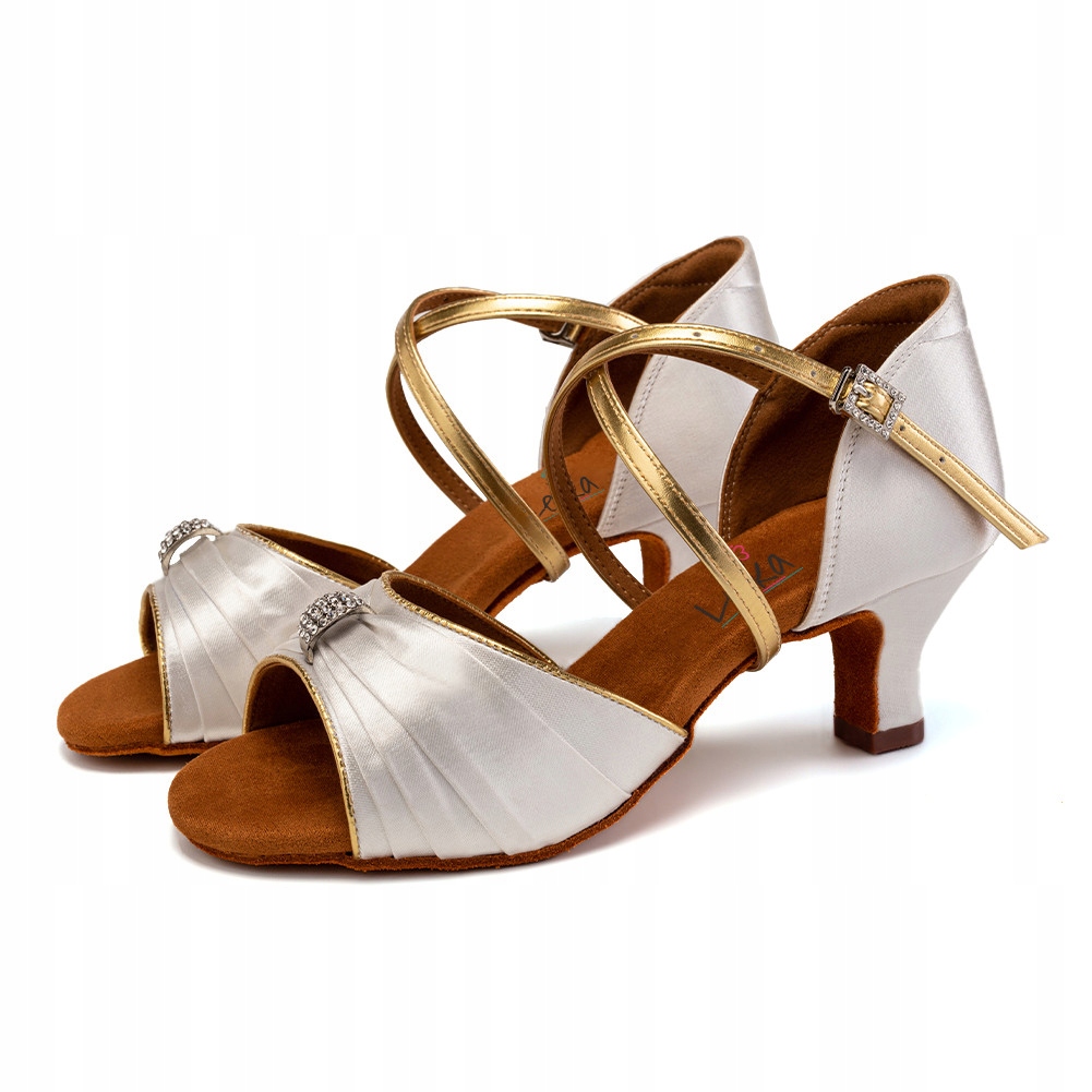 Buty Do Tańca Taneczne Ślubne Białe Subtelne 5,5cm